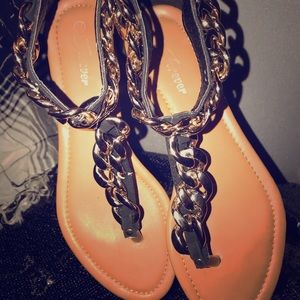 Forever Gold Chainlink Sandals with Zipper Closure